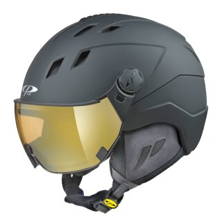CP CORAO+ Ski & Snowboard Helm black s.t. mit DL Vario Lens Gold Mirror